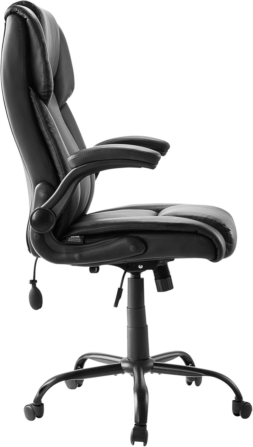 image:imageVEVOR Executive Office Chair with Lumbar Support 300lb Capacity Office Chair with Flipup Armrests amp Lumbar Pillow Height Adjustable Ergonomic Chair PU Leather Reclining Home Office Desk ChairsAdjustable Lumbar Support