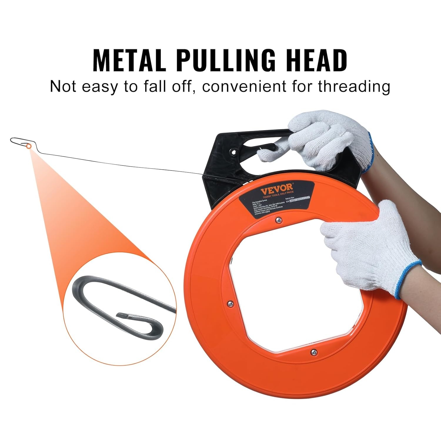 image:imageVEVOR Fish Tape 200 ft 316inch Fiberglass Wire Puller with Optimized Housing and Handle EasytoUse Cable Puller Tool Flexible Wire Fishing Tools for Wall and Electrical Conduit NonConductive240foot 18inch