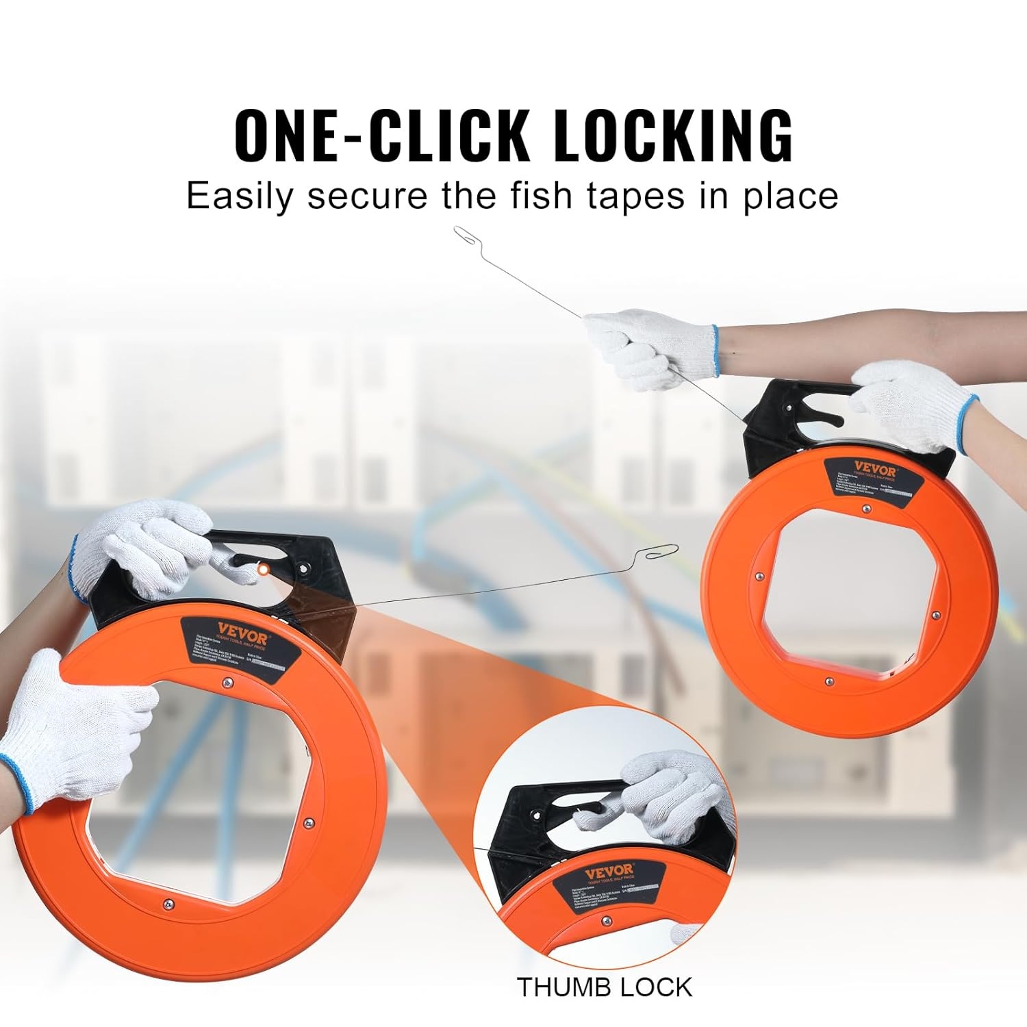 image:imageVEVOR Fish Tape 200 ft 316inch Fiberglass Wire Puller with Optimized Housing and Handle EasytoUse Cable Puller Tool Flexible Wire Fishing Tools for Wall and Electrical Conduit NonConductive240foot 18inch
