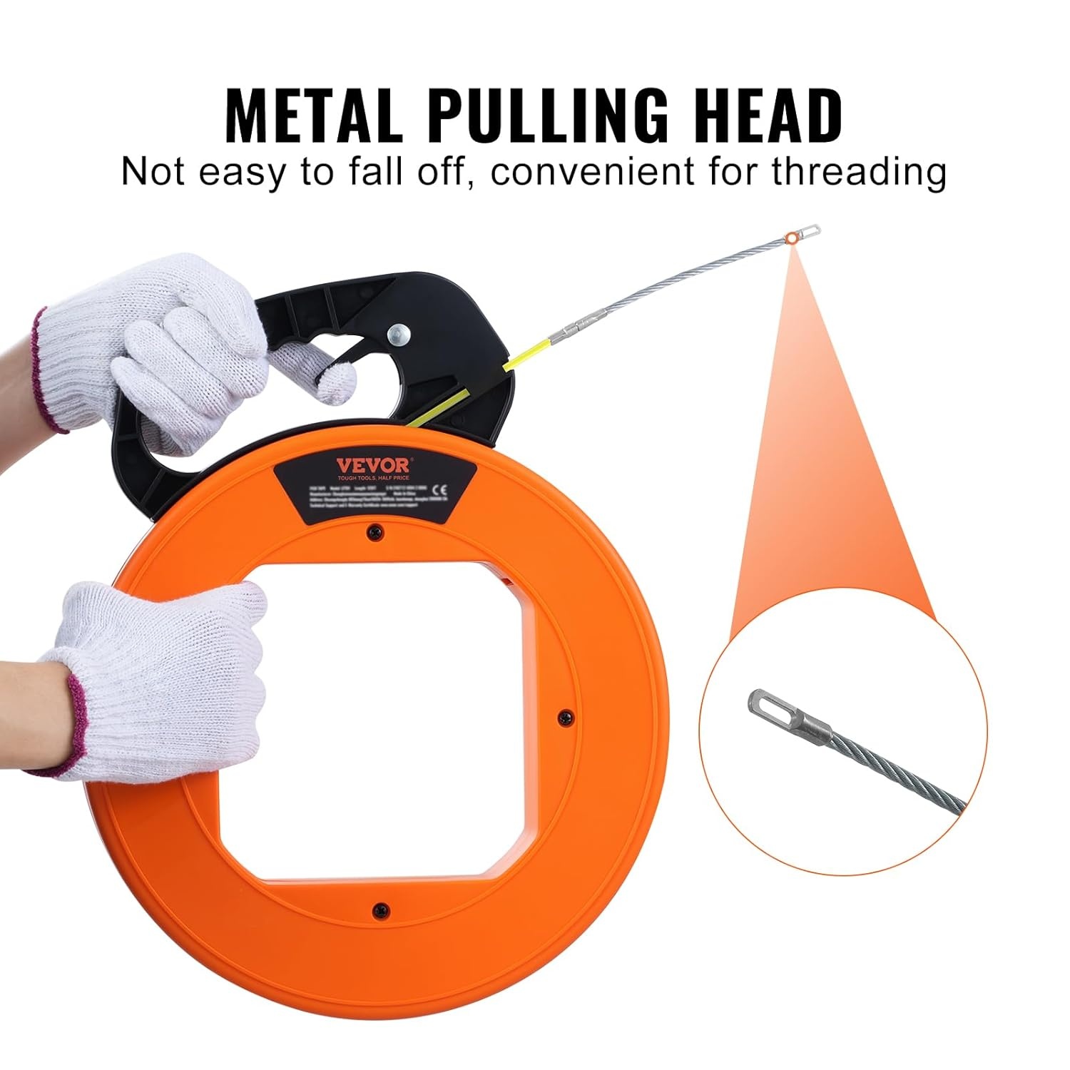 image:imageVEVOR Fish Tape 200 ft 316inch Fiberglass Wire Puller with Optimized Housing and Handle EasytoUse Cable Puller Tool Flexible Wire Fishing Tools for Wall and Electrical Conduit NonConductive200 ft 316inch