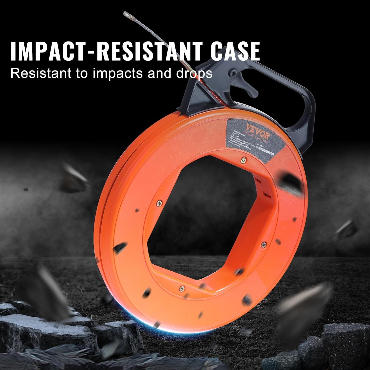 image:imageVEVOR Fish Tape 200 ft 316inch Fiberglass Wire Puller with Optimized Housing and Handle EasytoUse Cable Puller Tool Flexible Wire Fishing Tools for Wall and Electrical Conduit NonConductive125foot 316inch