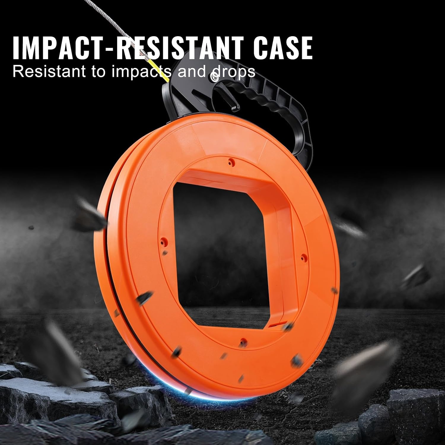 image:imageVEVOR Fish Tape 200 ft 316inch Fiberglass Wire Puller with Optimized Housing and Handle EasytoUse Cable Puller Tool Flexible Wire Fishing Tools for Wall and Electrical Conduit NonConductive200 ft 316inch