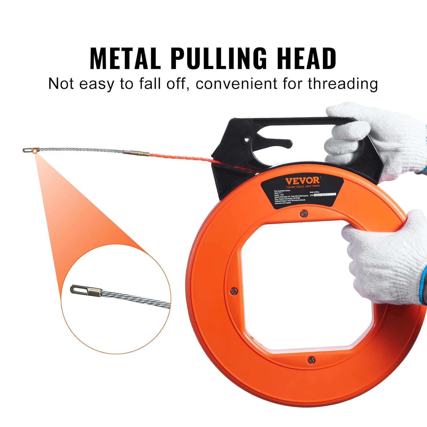 image:imageVEVOR Fish Tape 200 ft 316inch Fiberglass Wire Puller with Optimized Housing and Handle EasytoUse Cable Puller Tool Flexible Wire Fishing Tools for Wall and Electrical Conduit NonConductive125foot 316inch