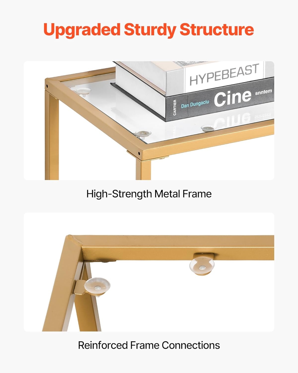 image:imageVEVOR Glass Console Table 394 Inch Entryway Table Modern Rectangle Sofa Table with Tempered Glass Top and Iron Legs Golden Consloe Desk for Living Room Hallway EntrywayGold
