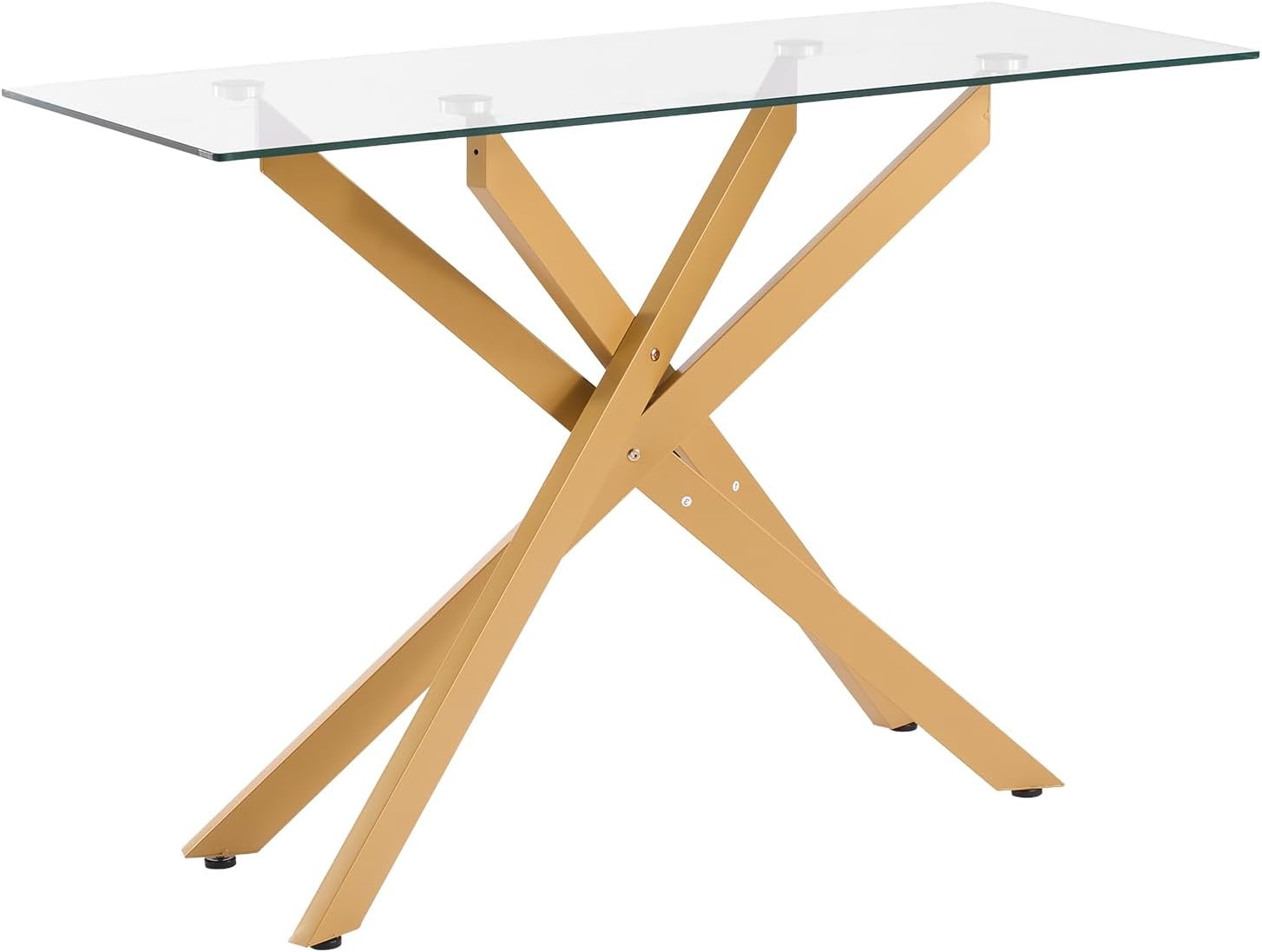 image:imageVEVOR Glass Console Table 394 Inch Entryway Table Modern Rectangle Sofa Table with Tempered Glass Top and Iron Legs Golden Consloe Desk for Living Room Hallway EntrywayGold