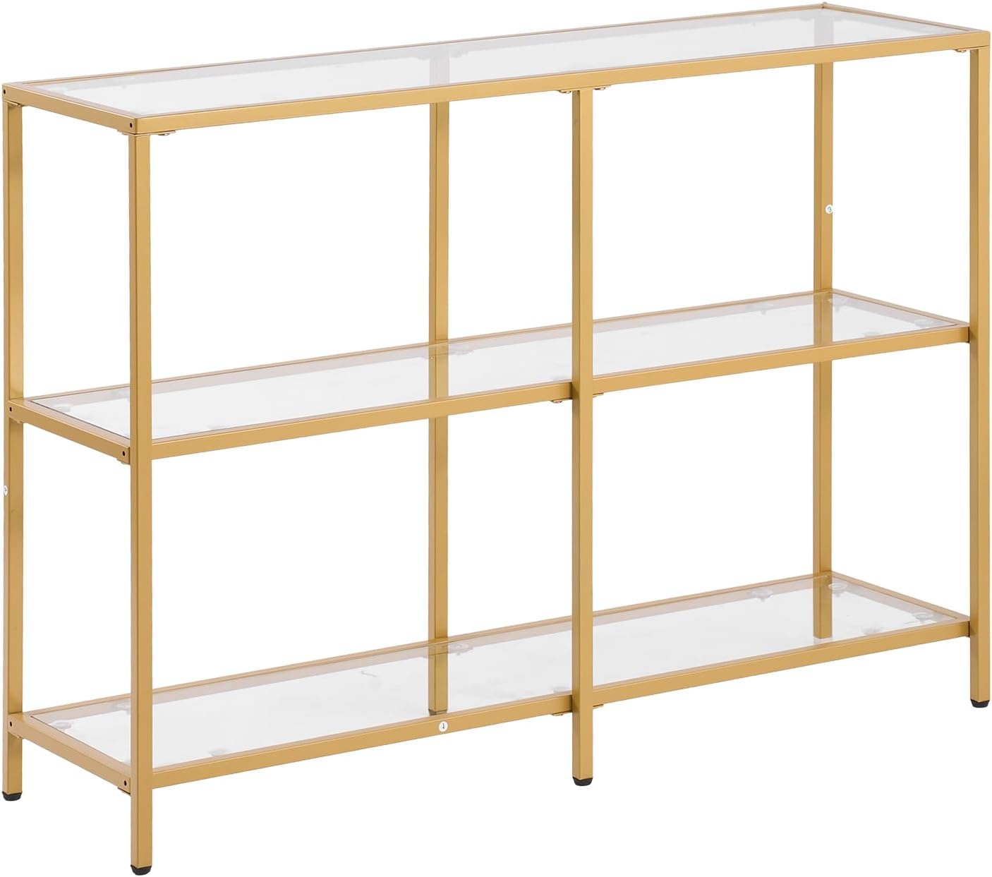 image:imageVEVOR Glass Console Table 394 Inch Entryway Table Modern Rectangle Sofa Table with Tempered Glass Top and Iron Legs Golden Consloe Desk for Living Room Hallway EntrywayGold