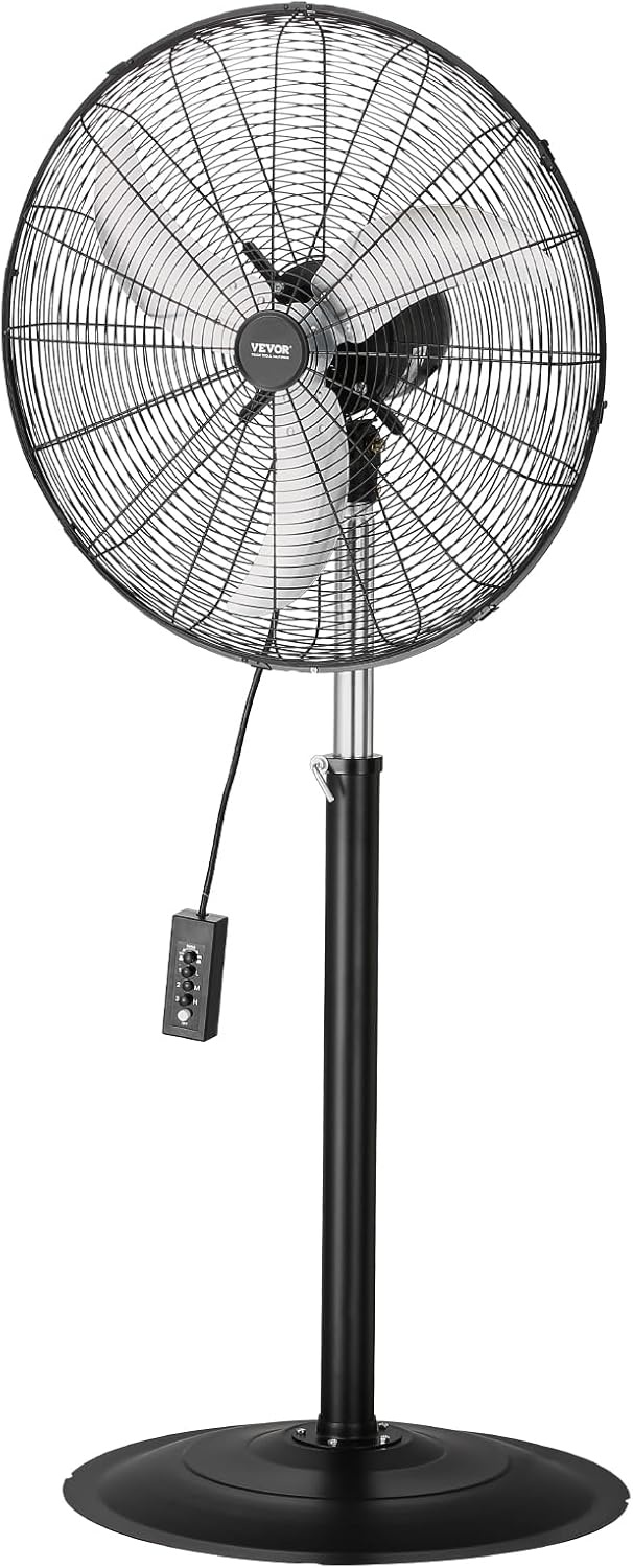 image:imageVEVOR Industrial Pedestal Fan 24 Inch 85Degree Oscillating Fan Height Adjustable Standing Fans with 3 Adjustable Speeds High Power Floor Fans for Office BlackBlack