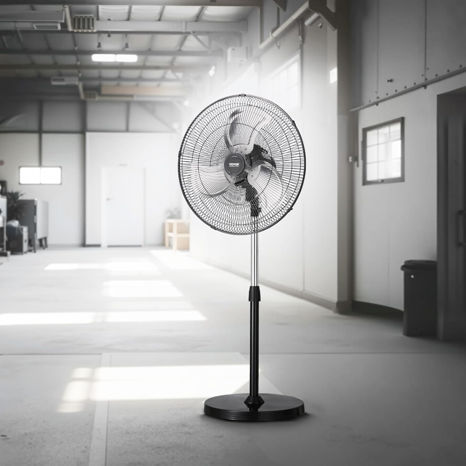 image:imageVEVOR Industrial Pedestal Fan 24 Inch 85Degree Oscillating Fan Height Adjustable Standing Fans with 3 Adjustable Speeds High Power Floor Fans for Office BlackBlack