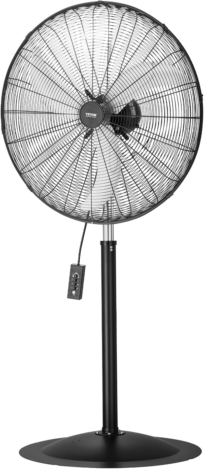 image:imageVEVOR Industrial Pedestal Fan 24 Inch 85Degree Oscillating Fan Height Adjustable Standing Fans with 3 Adjustable Speeds High Power Floor Fans for Office BlackBlack