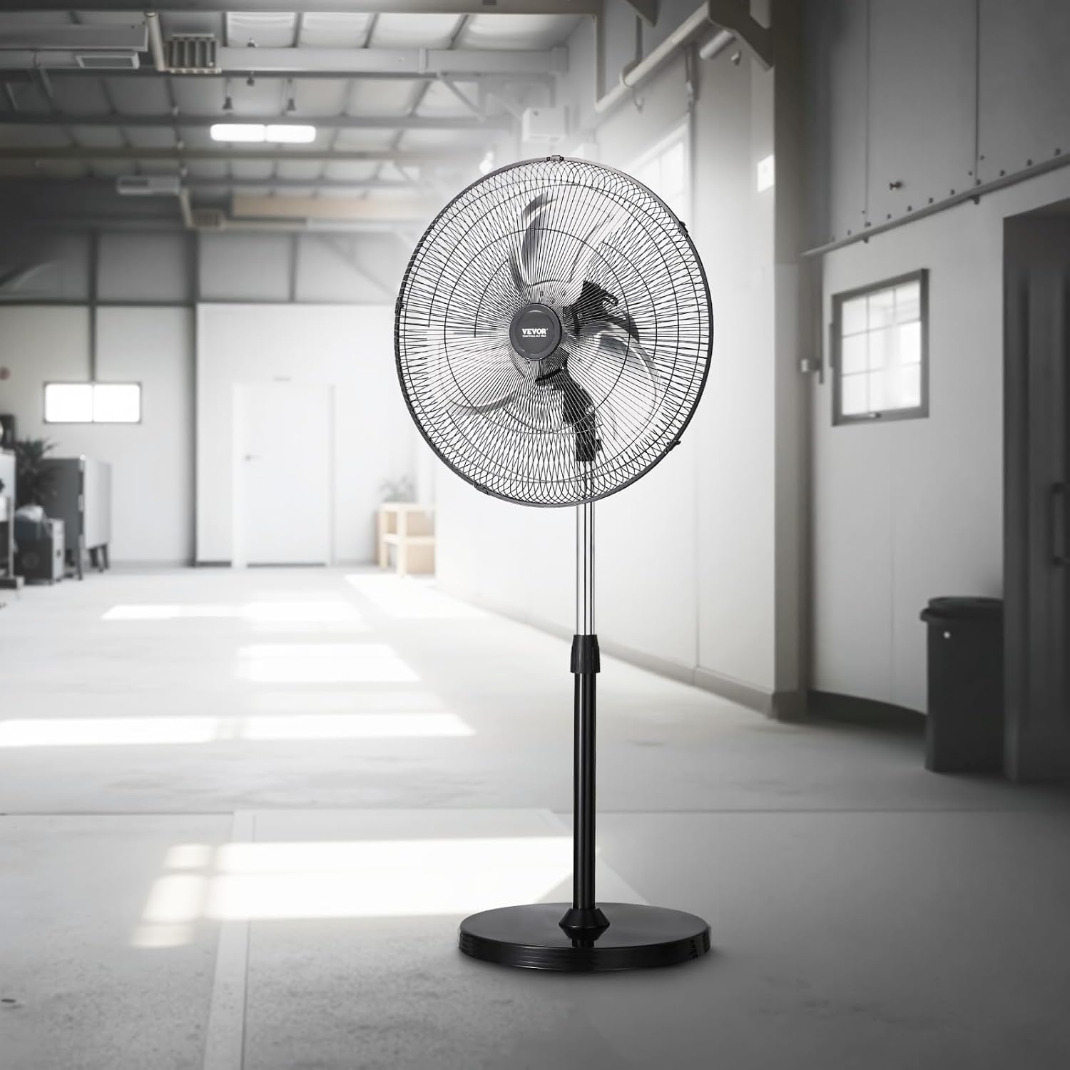 image:imageVEVOR Industrial Pedestal Fan 24 Inch 85Degree Oscillating Fan Height Adjustable Standing Fans with 3 Adjustable Speeds High Power Floor Fans for Office BlackBlack