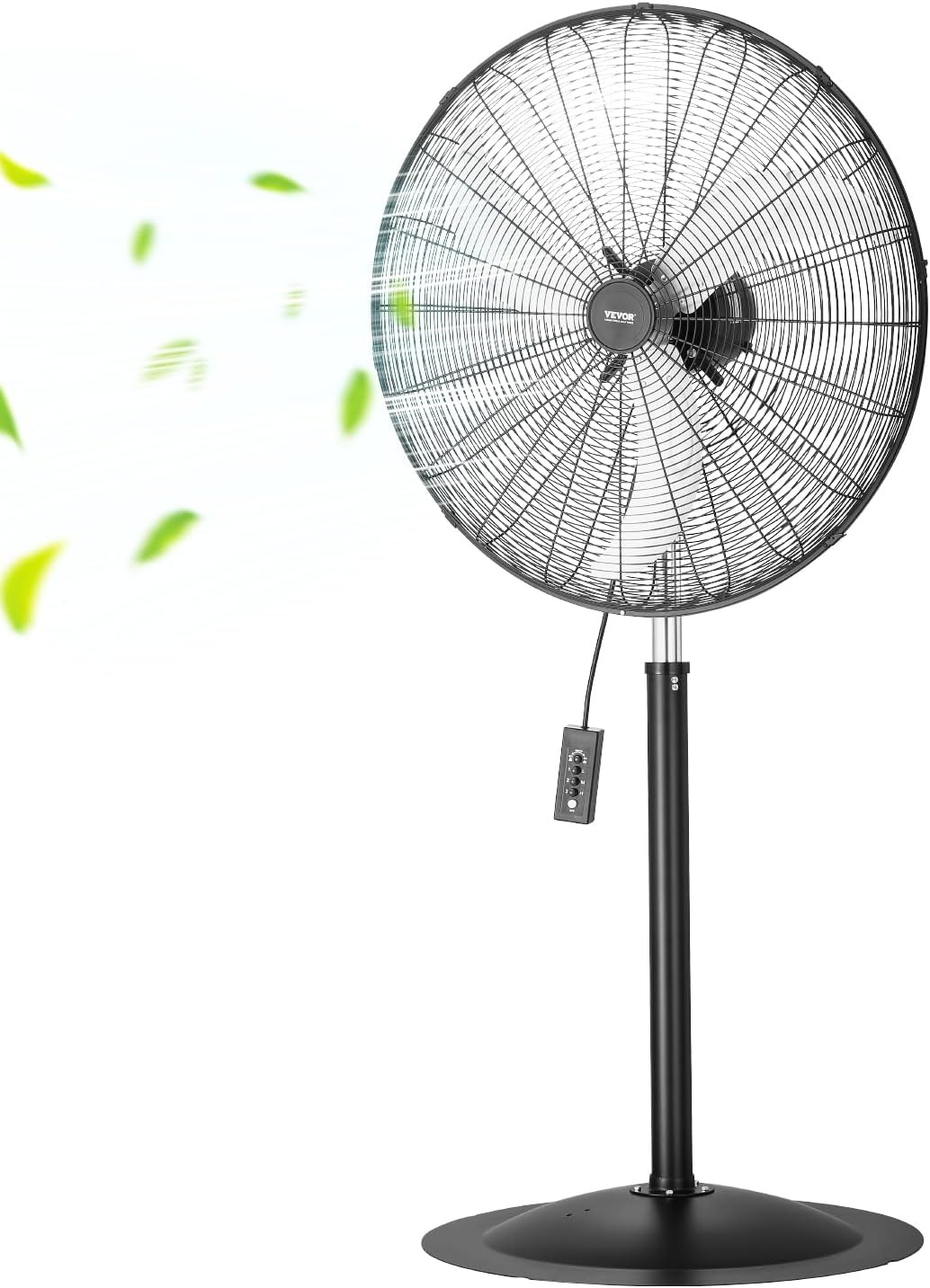 image:imageVEVOR Industrial Pedestal Fan 24 Inch 85Degree Oscillating Fan Height Adjustable Standing Fans with 3 Adjustable Speeds High Power Floor Fans for Office BlackBlack