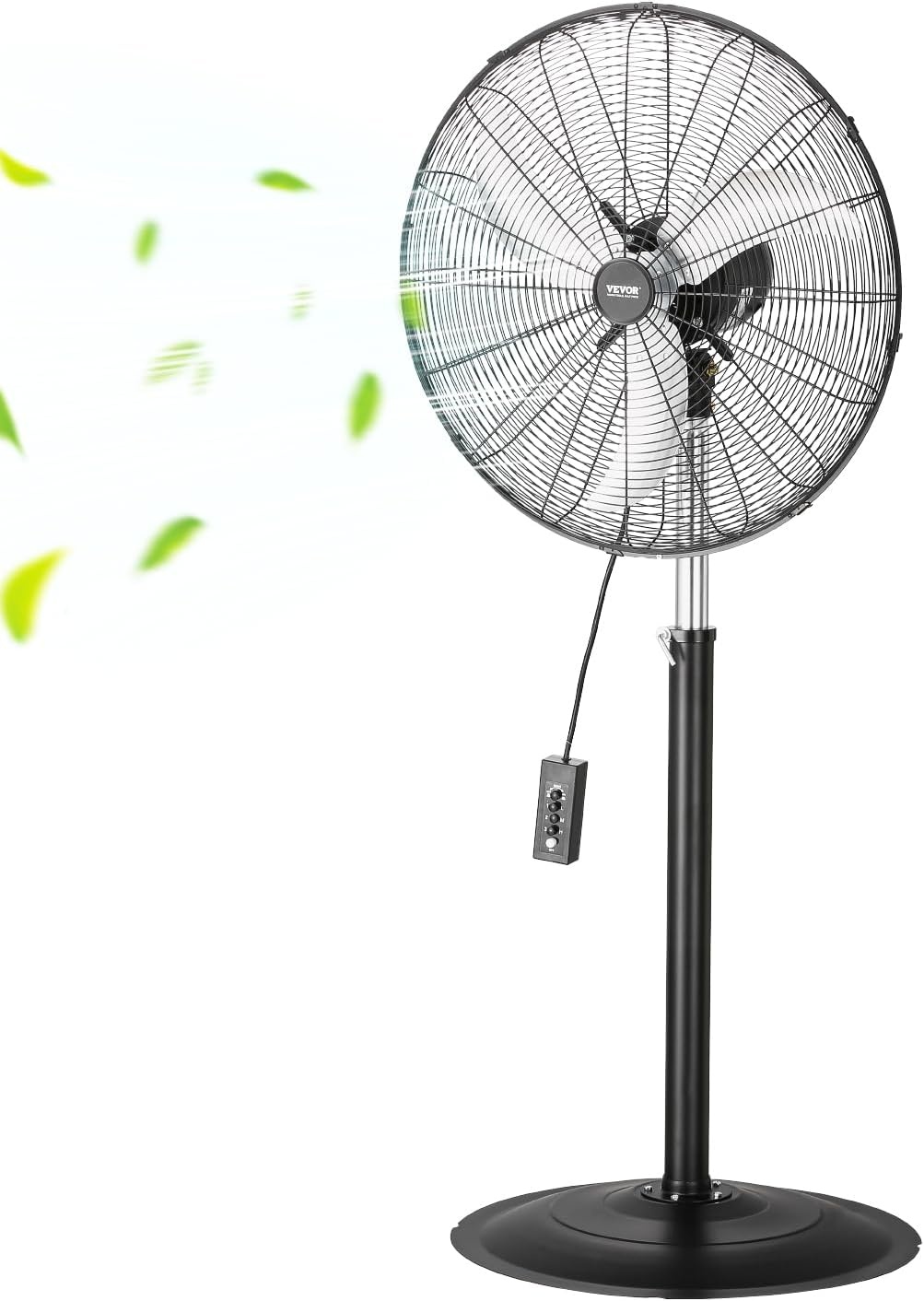 image:imageVEVOR Industrial Pedestal Fan 24 Inch 85Degree Oscillating Fan Height Adjustable Standing Fans with 3 Adjustable Speeds High Power Floor Fans for Office BlackBlack