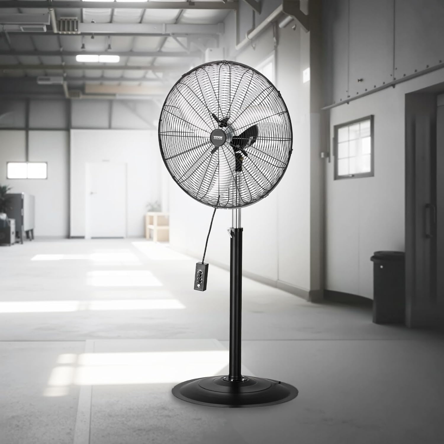 image:imageVEVOR Industrial Pedestal Fan 24 Inch 85Degree Oscillating Fan Height Adjustable Standing Fans with 3 Adjustable Speeds High Power Floor Fans for Office BlackBlack