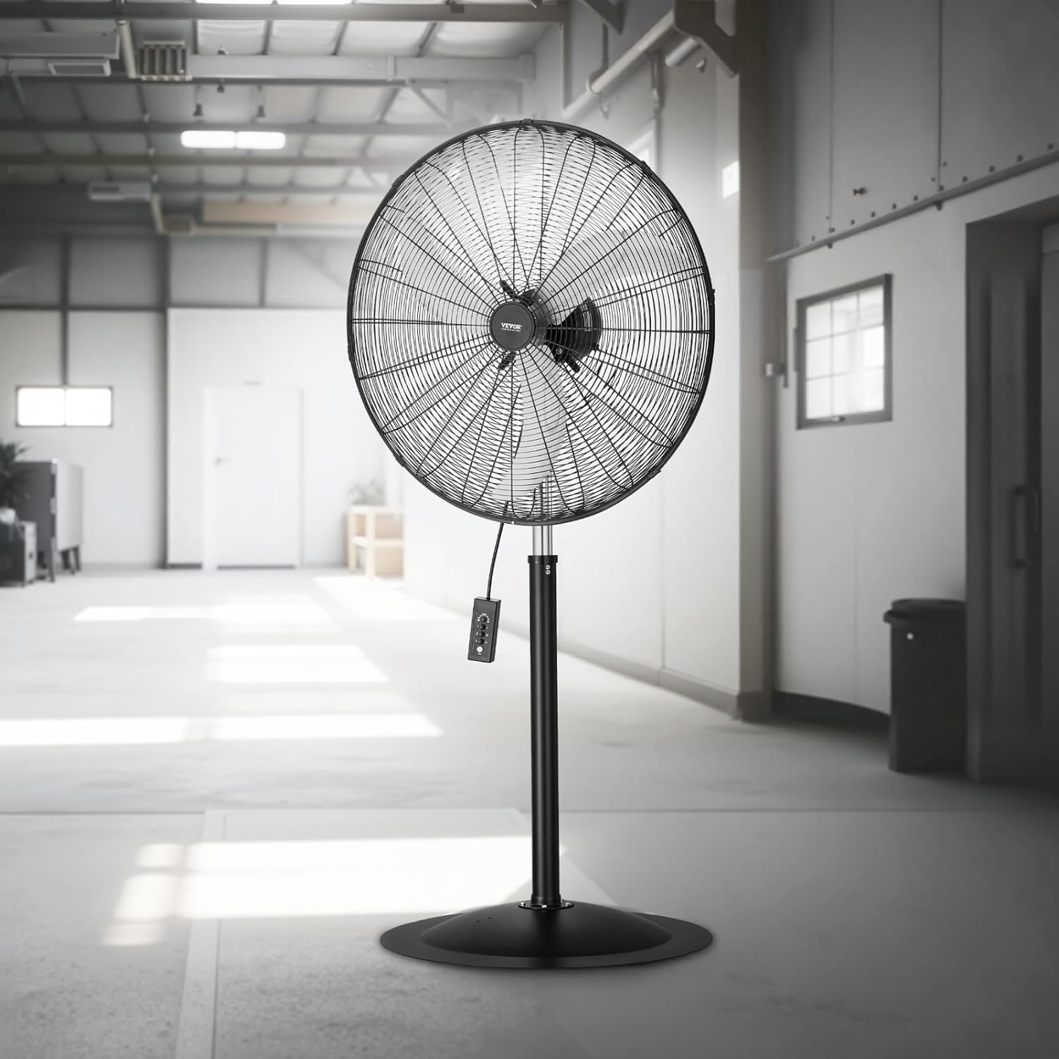 image:imageVEVOR Industrial Pedestal Fan 24 Inch 85Degree Oscillating Fan Height Adjustable Standing Fans with 3 Adjustable Speeds High Power Floor Fans for Office BlackBlack