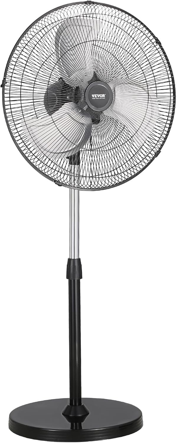 image:imageVEVOR Industrial Pedestal Fan 24 Inch 85Degree Oscillating Fan Height Adjustable Standing Fans with 3 Adjustable Speeds High Power Floor Fans for Office BlackBlack