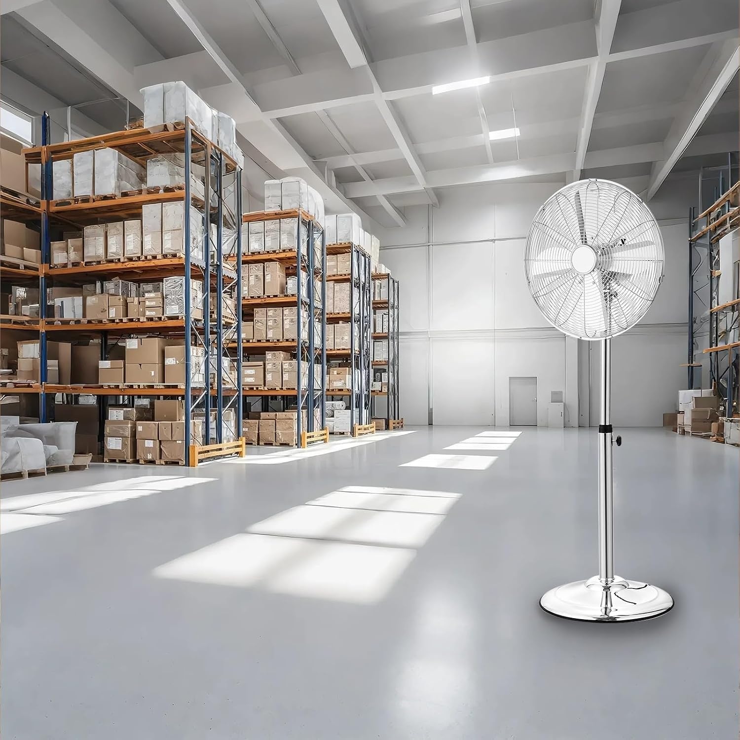 image:imageVEVOR Industrial Pedestal Fan 24 Inch 85Degree Oscillating Fan Height Adjustable Standing Fans with 3 Adjustable Speeds High Power Floor Fans for Office BlackSilver