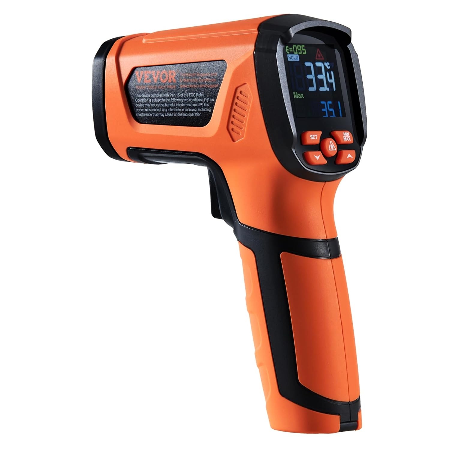 image:imageVEVOR Infrared Thermometer 40F2732F Dual Laser Temperature Gun NonContact Handheld IR Heat Temperature Gun amp Adjustable Emissivity for Metal SmeltingCookingPizza OvenEngine Not for HumanOrange 40F2732F401500