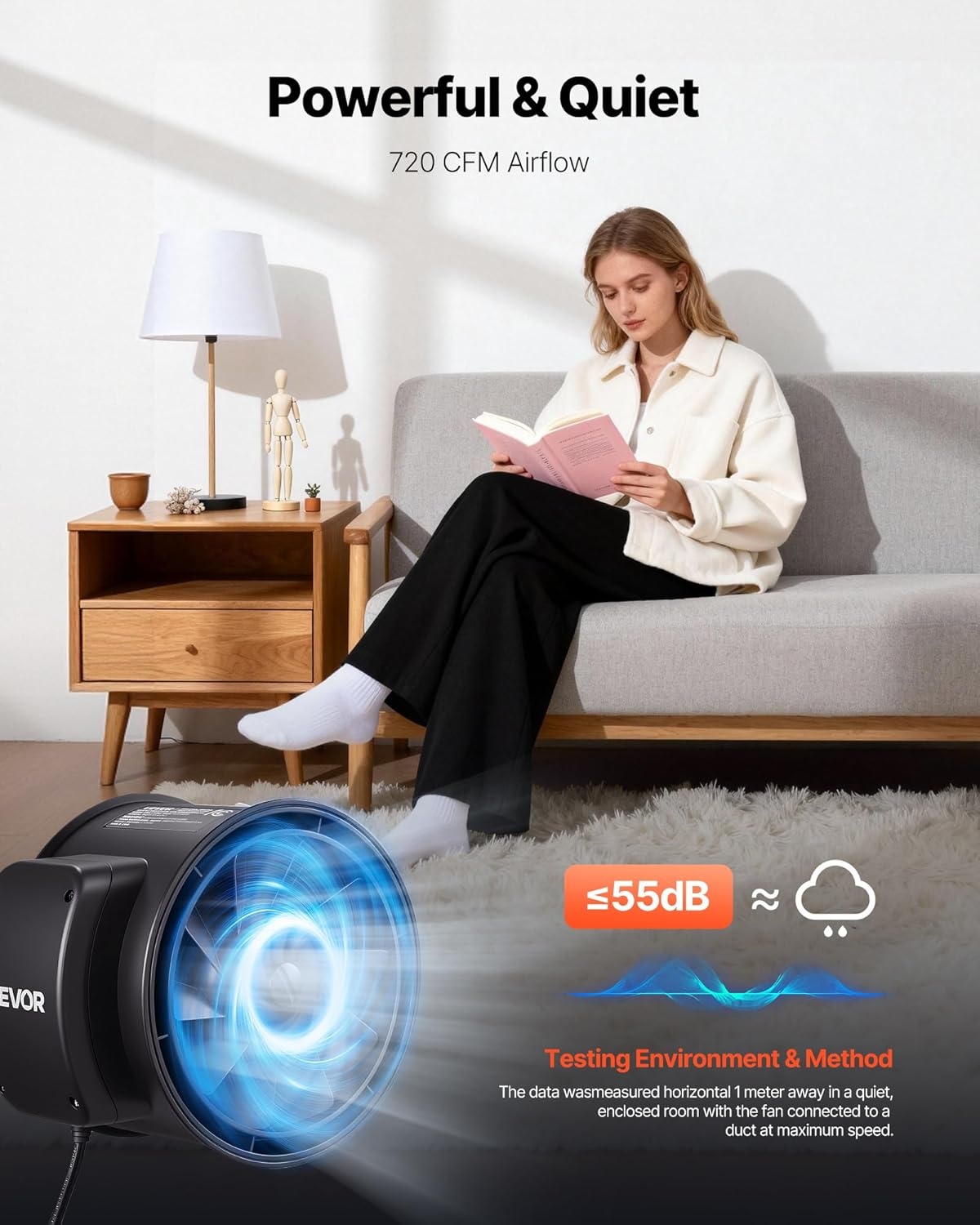 image:imageVEVOR Inline Duct Fan 4Inch 180 CFM with Power Cord Quiet ACmotor Ventilation Exhaust Fan for Cooling Booster Grow Tents Hydroponics8 Fan Air Filtration Kit
