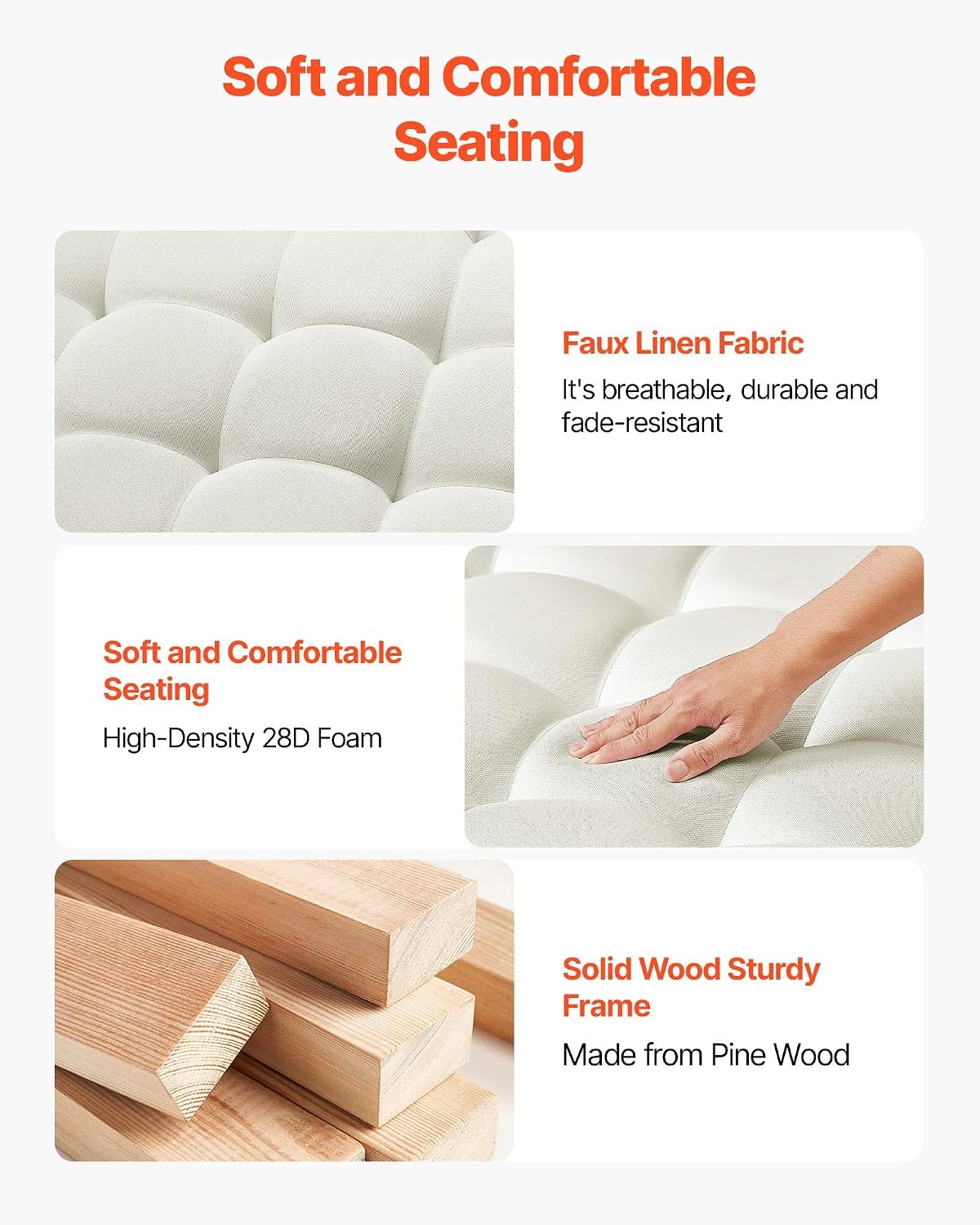 image:imageVEVOR Large Round Ottoman Coffee Table 319 Inch Tufted Coffee Table with Solid Wood Shelf Storage Linen Solid Upholstered Footrest Ottoman for Bedroom Living Room 350 LBS Linen ColorBeige