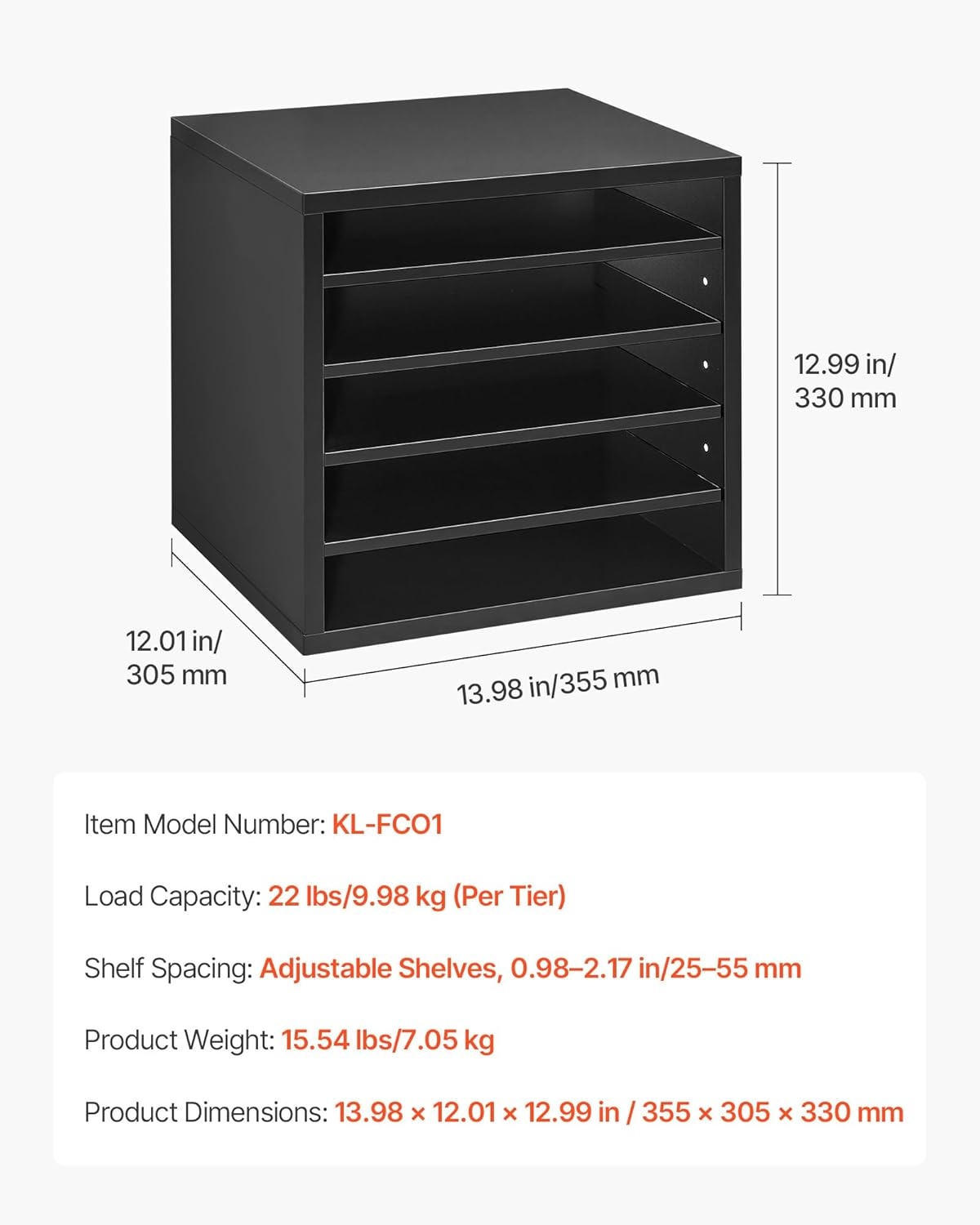 image:imageVEVOR Literature Organizers 5 Compartments Office Mailbox with Adjustable Shelves Wood Literature sorter 139x12x13 inches for Office Home Classroom Mailrooms Organization EPA Certified BrownBlack