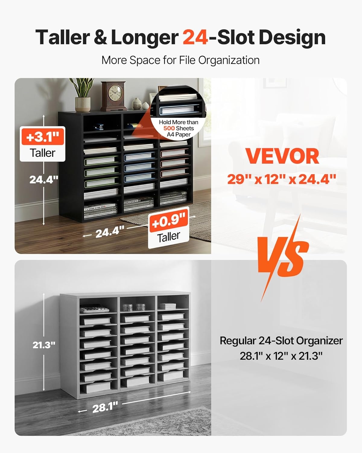 image:imageVEVOR Literature Organizers 5 Compartments Office Mailbox with Adjustable Shelves Wood Literature sorter 139x12x13 inches for Office Home Classroom Mailrooms Organization EPA Certified BrownBlack