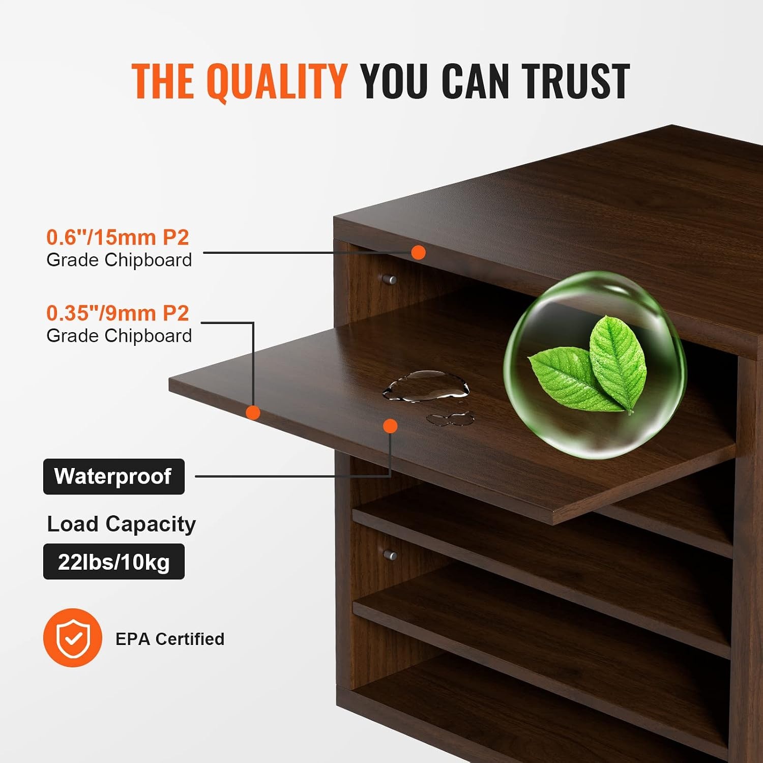 image:imageVEVOR Literature Organizers 5 Compartments Office Mailbox with Adjustable Shelves Wood Literature sorter 139x12x13 inches for Office Home Classroom Mailrooms Organization EPA Certified BrownBrown
