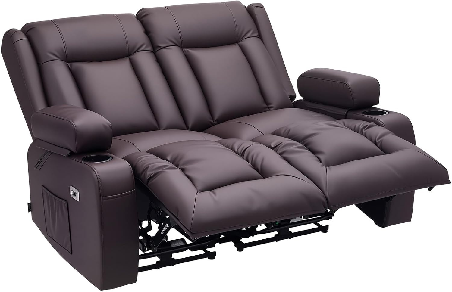 image:imageVEVOR Loveseat Recliner Sofa with Massage amp Heat Power Reclining Couch with Console PU Leather Electric RV Sofa with USB amp OutletStorageCup HoldersPockets Home Theater Seating for Living RoomDark Brown