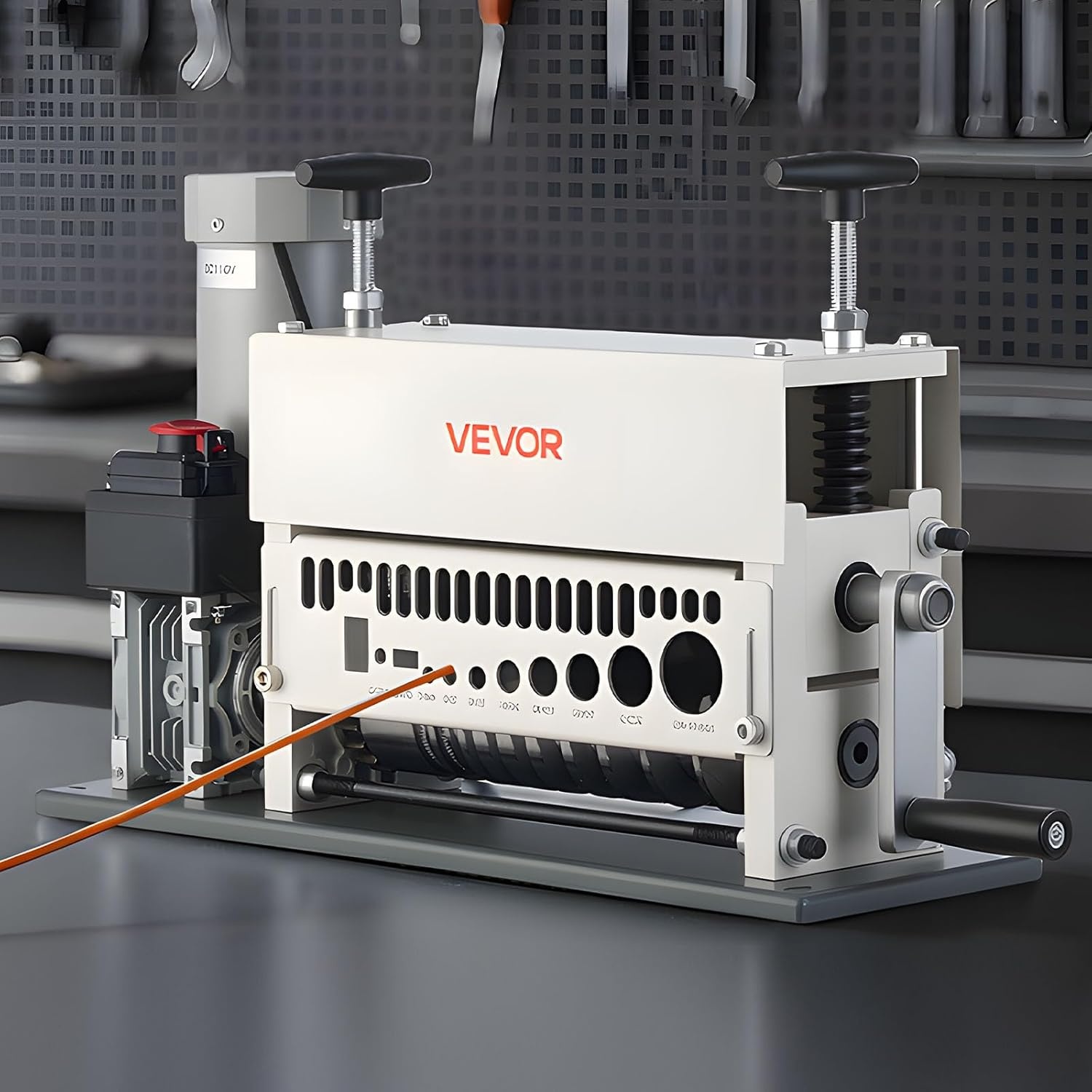 image:imageVEVOR Manual Wire Stripper Machine 006118 in Copper Cable Stripper Tool Hand Crank or Drill Powered Modes HeavyDuty Q235 Frame Wire Stripping Machine Easy to Use for Scrap Copper Recycling2028 x 669 x 1252 in