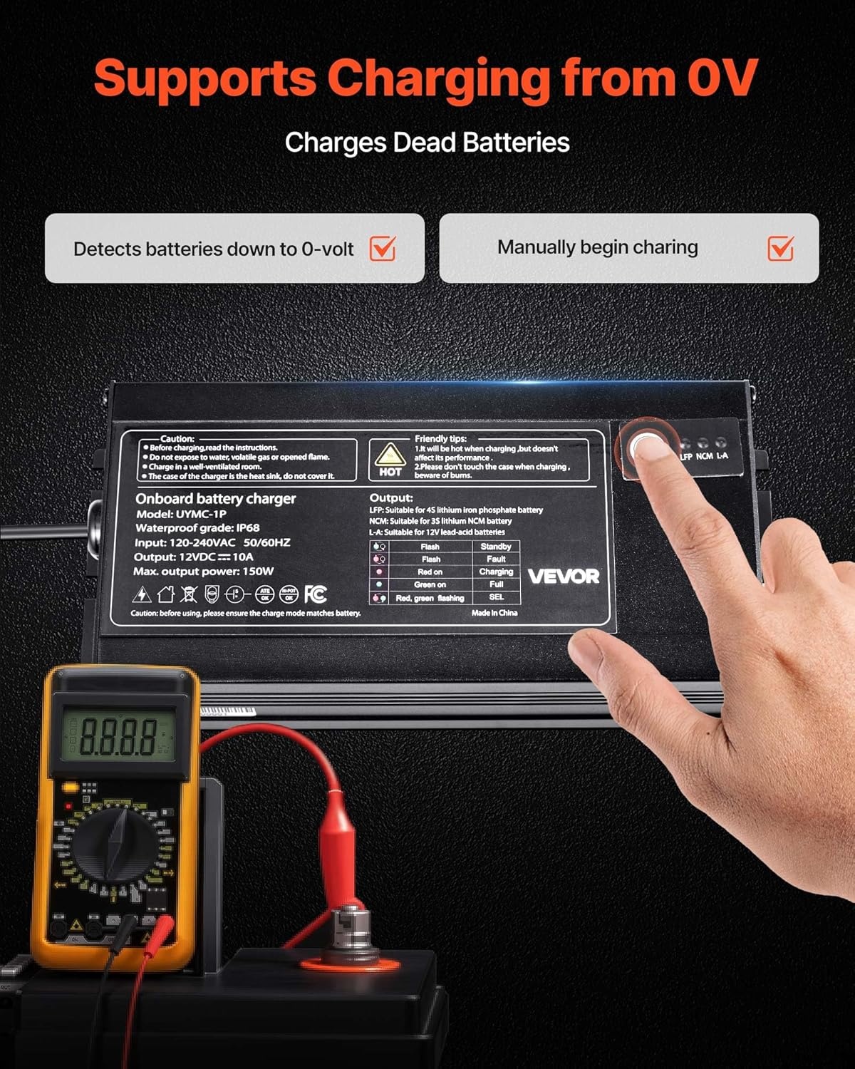 image:imageVEVOR Marine Battery Charger 3Bank 5A 3 12V Onboard Boat Charger IP68 Waterproof Smart OnBoard Battery Charger for LithiumIon LiFePO4 NCM LeadAcid Batteries Large Boat Yacht RV Trailer10ABank