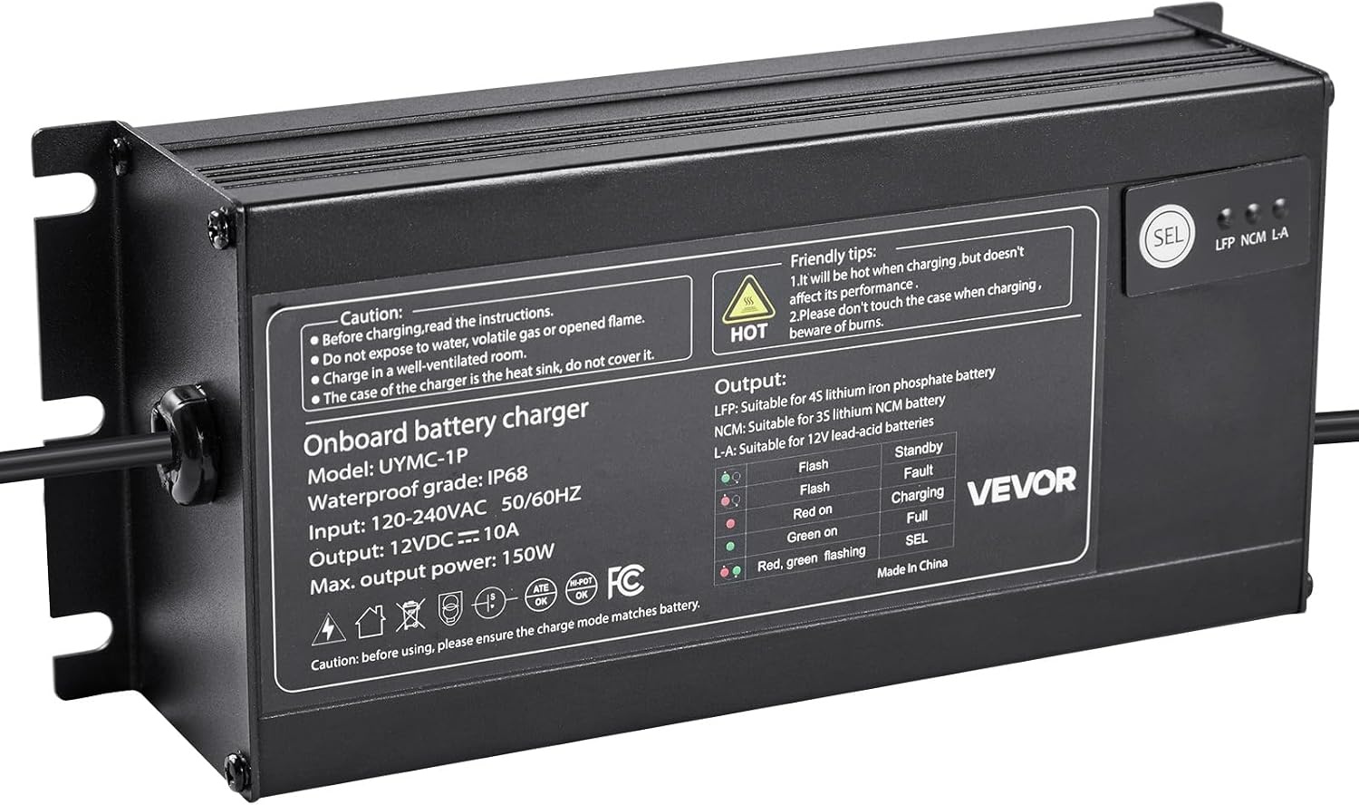 image:imageVEVOR Marine Battery Charger 3Bank 5A 3 12V Onboard Boat Charger IP68 Waterproof Smart OnBoard Battery Charger for LithiumIon LiFePO4 NCM LeadAcid Batteries Large Boat Yacht RV Trailer10ABank