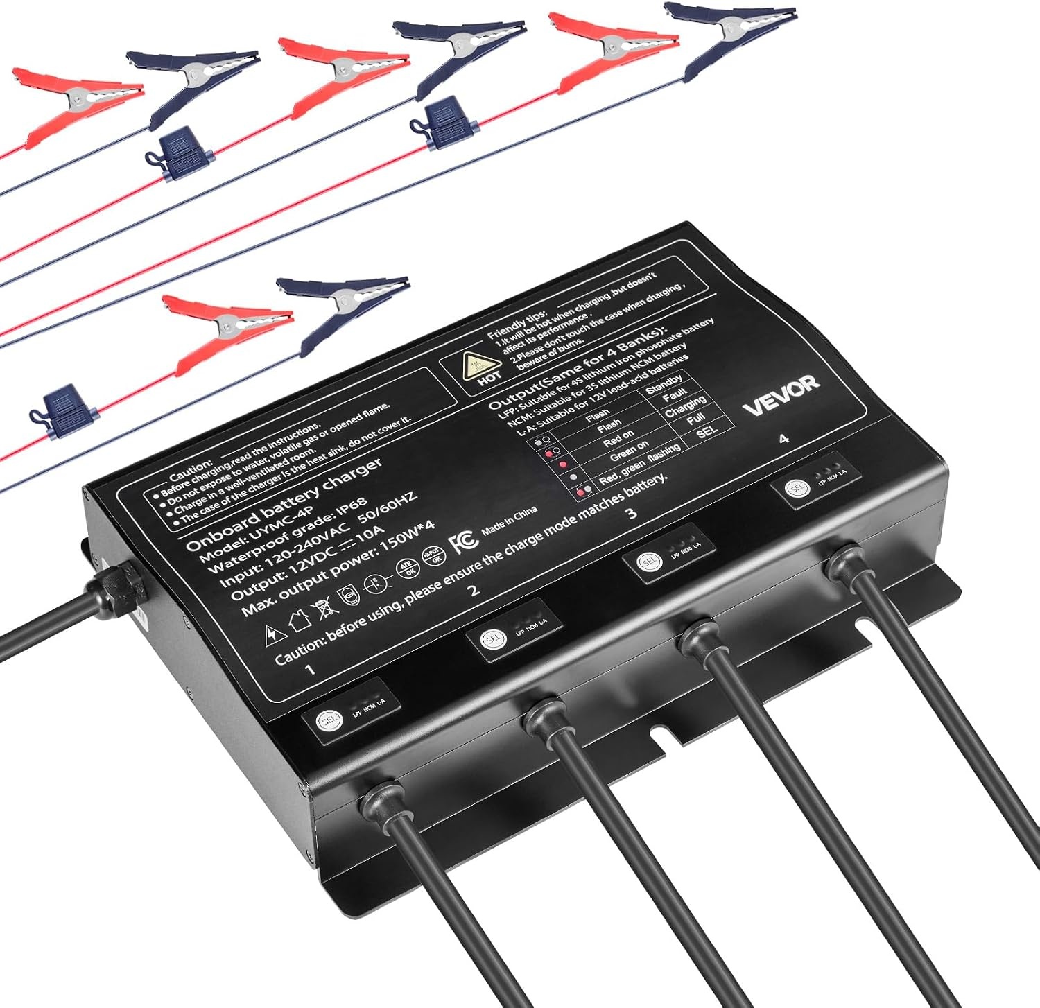 image:imageVEVOR Marine Battery Charger 3Bank 5A 3 12V Onboard Boat Charger IP68 Waterproof Smart OnBoard Battery Charger for LithiumIon LiFePO4 NCM LeadAcid Batteries Large Boat Yacht RV Trailer10ABank