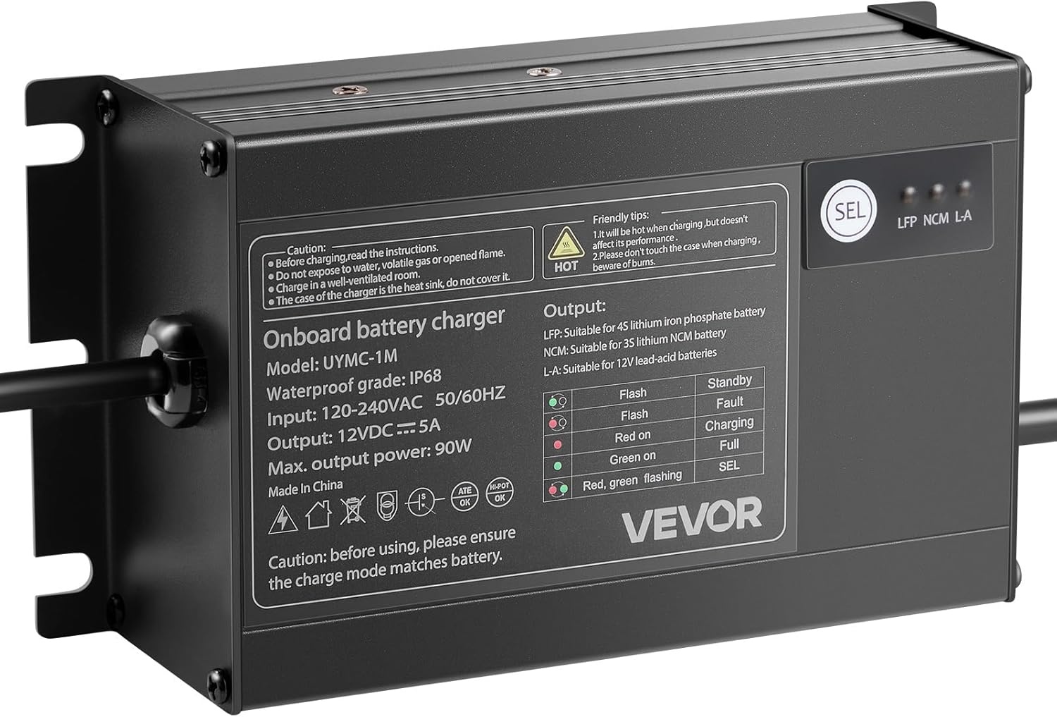 image:imageVEVOR Marine Battery Charger 3Bank 5A 3 12V Onboard Boat Charger IP68 Waterproof Smart OnBoard Battery Charger for LithiumIon LiFePO4 NCM LeadAcid Batteries Large Boat Yacht RV Trailer5ABank