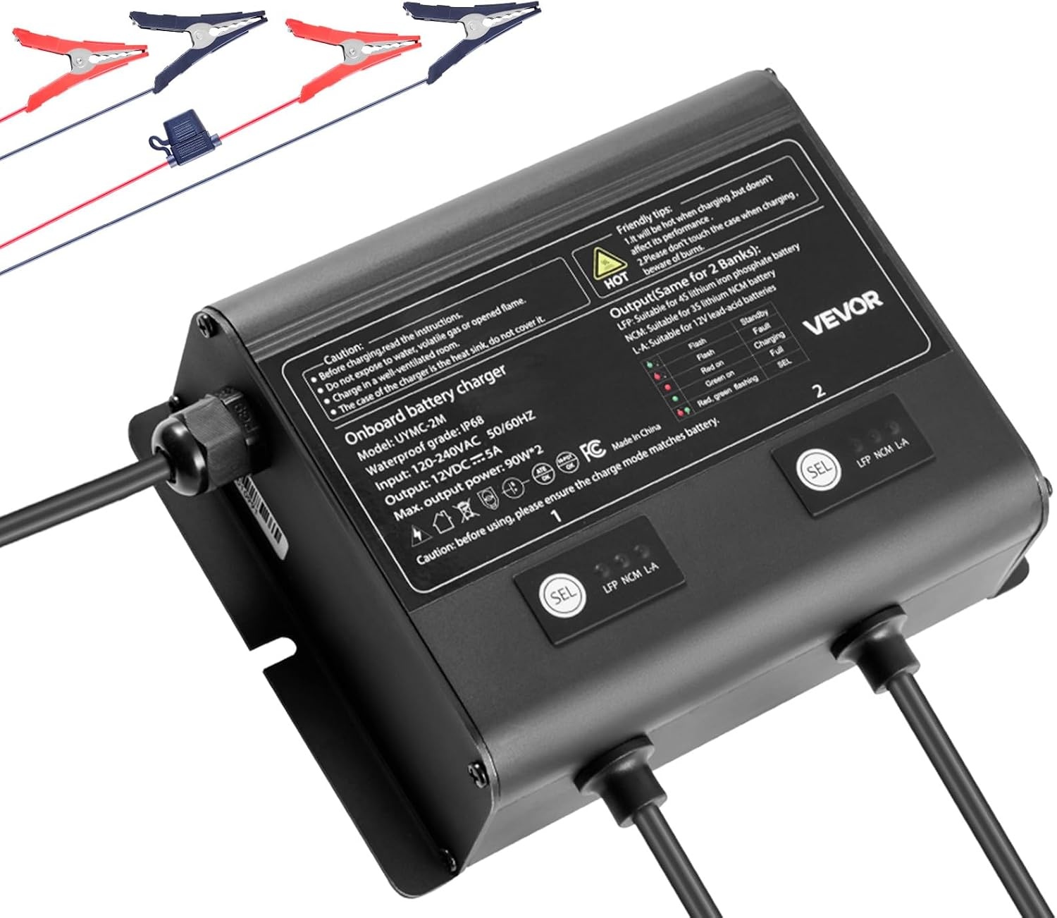 image:imageVEVOR Marine Battery Charger 3Bank 5A 3 12V Onboard Boat Charger IP68 Waterproof Smart OnBoard Battery Charger for LithiumIon LiFePO4 NCM LeadAcid Batteries Large Boat Yacht RV Trailer5ABank