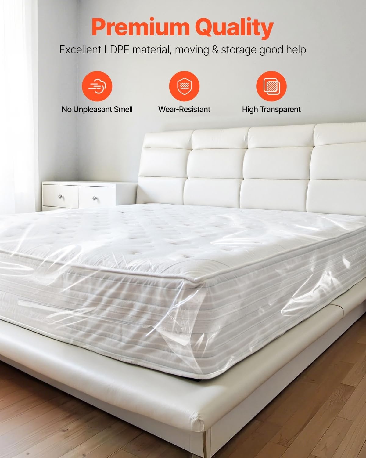 image:imageVEVOR Mattress Bag for Moving Storage 2 Pack Queen 2 Mil Plastic Mattress Bag WearResistant amp Waterproof Plastic Bed Cover with Reinforced Corner Design HeavyDuty Mattress Moving Supplies