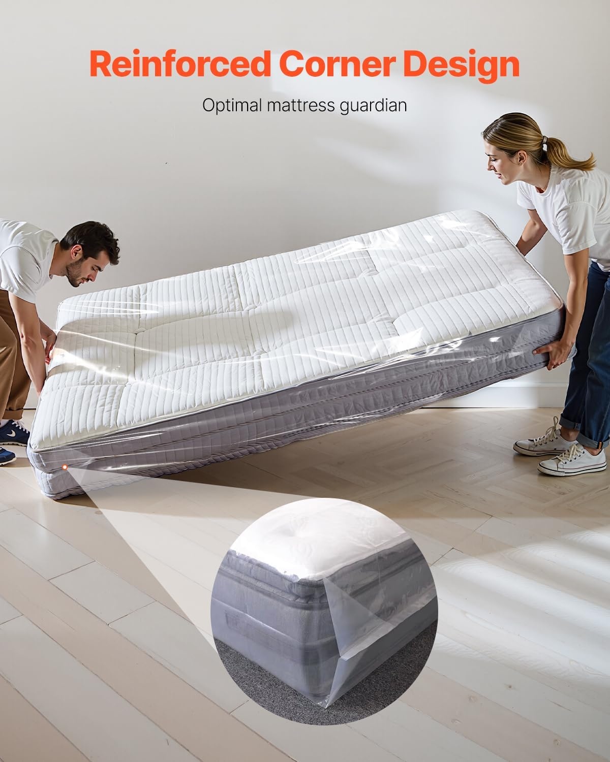image:imageVEVOR Mattress Bag for Moving Storage 2 Pack Queen 2 Mil Plastic Mattress Bag WearResistant amp Waterproof Plastic Bed Cover with Reinforced Corner Design HeavyDuty Mattress Moving Supplies