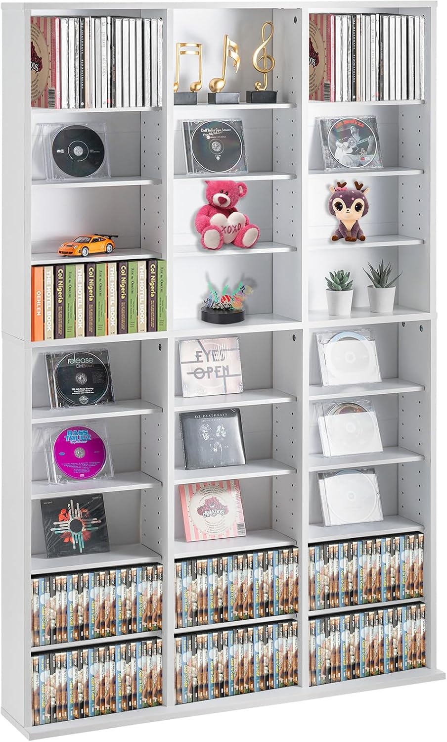 image:imageVEVOR Media Storage Cabinet 9Layer DVD Shelf Adjustable CD Shelves 27 Compartments Protects amp Organizes Music Movie Video Games or Memorabilia Collections EspressoWhite