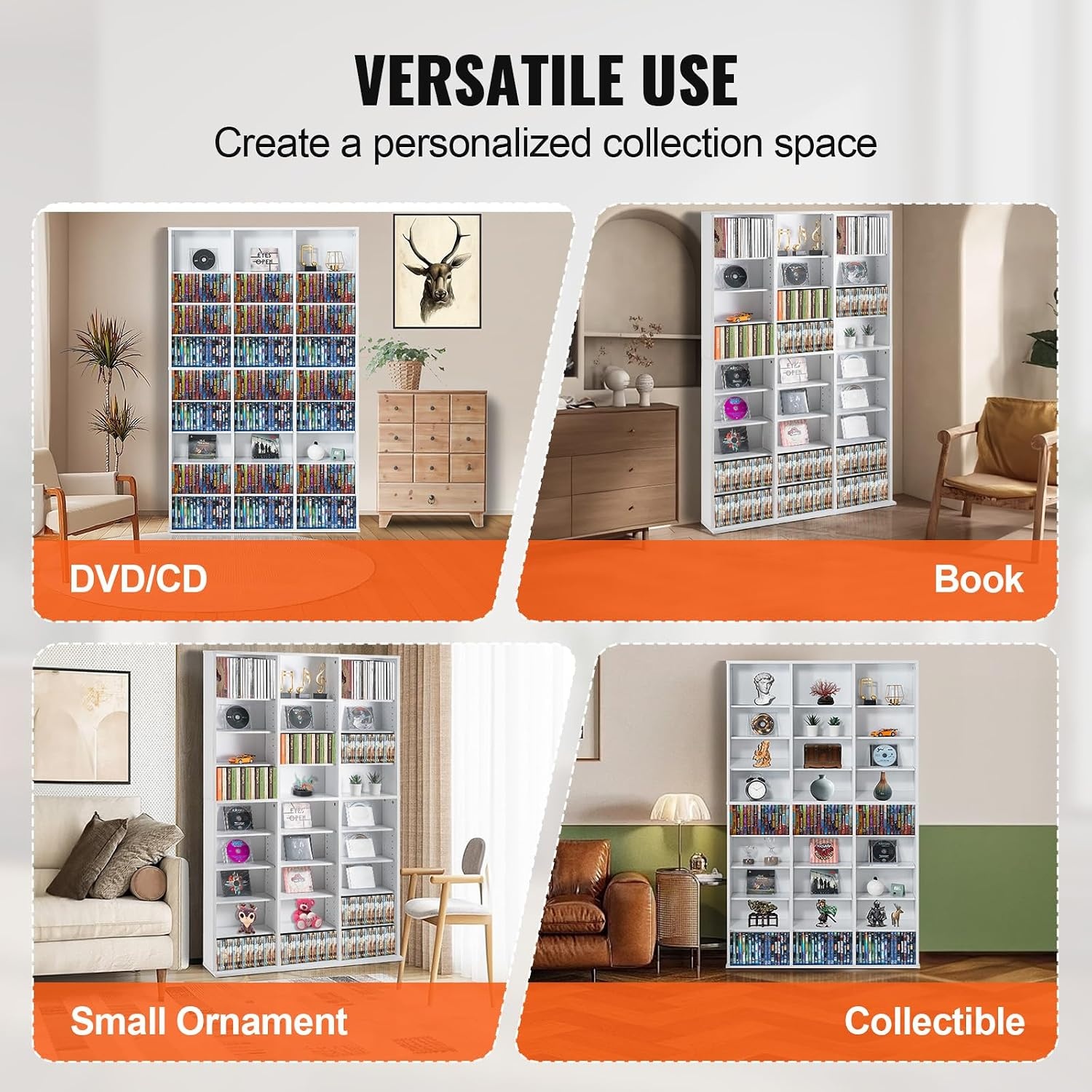 image:imageVEVOR Media Storage Cabinet 9Layer DVD Shelf Adjustable CD Shelves 27 Compartments Protects amp Organizes Music Movie Video Games or Memorabilia Collections EspressoWhite
