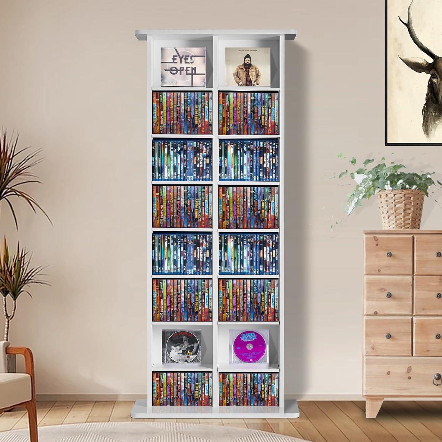 image:imageVEVOR Media Storage Cabinet 9Layer DVD Shelf Adjustable CD Shelves 27 Compartments Protects amp Organizes Music Movie Video Games or Memorabilia Collections EspressoWhite