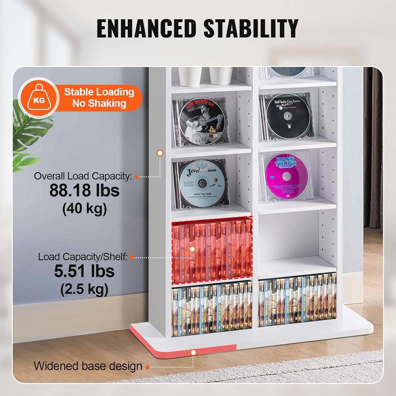 image:imageVEVOR Media Storage Cabinet 9Layer DVD Shelf Adjustable CD Shelves 27 Compartments Protects amp Organizes Music Movie Video Games or Memorabilia Collections EspressoWhite