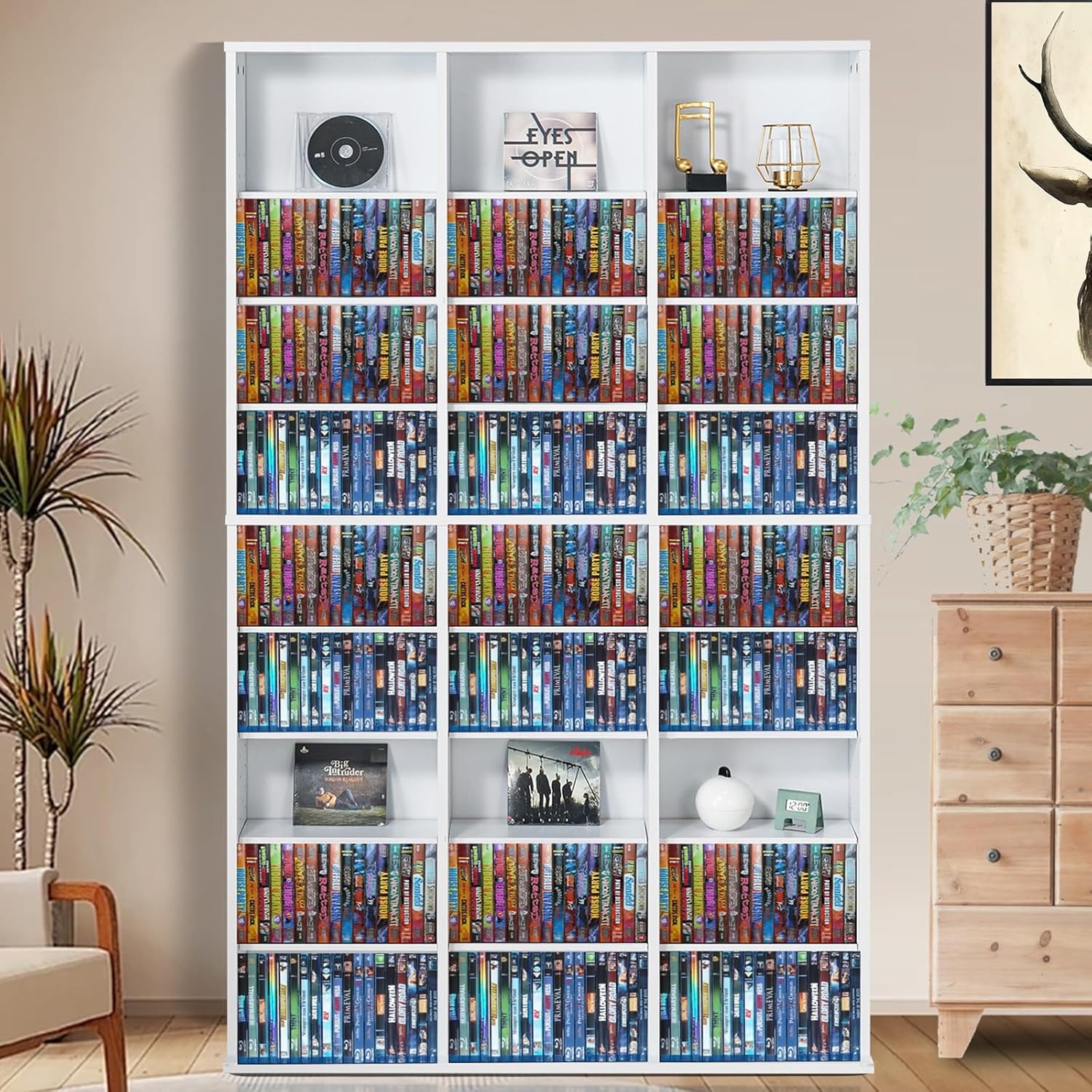 image:imageVEVOR Media Storage Cabinet 9Layer DVD Shelf Adjustable CD Shelves 27 Compartments Protects amp Organizes Music Movie Video Games or Memorabilia Collections EspressoWhite