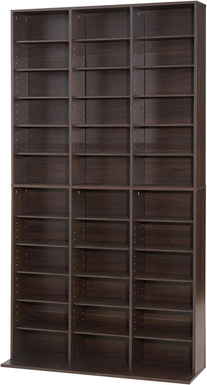 image:imageVEVOR Media Storage Cabinet CD Rack Tower 34 Compartments Rotating Media Tower Rack for CDs DVDs Books and Game Discs DVD Stand for Living Room Home Office and Recording Room Black36 Compartmentsbrown