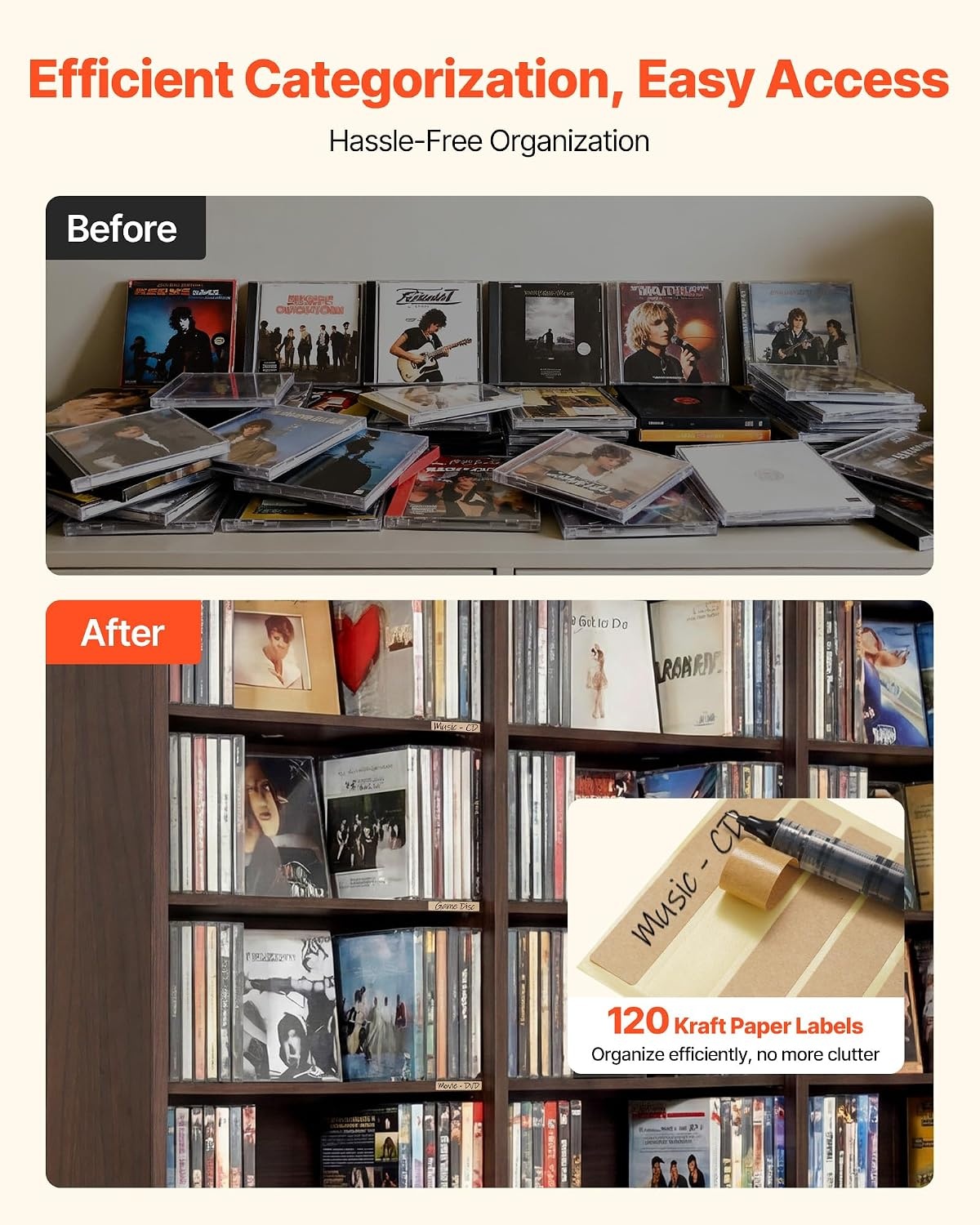 image:imageVEVOR Media Storage Cabinet CD Rack Tower 34 Compartments Rotating Media Tower Rack for CDs DVDs Books and Game Discs DVD Stand for Living Room Home Office and Recording Room Black36 Compartmentsbrown