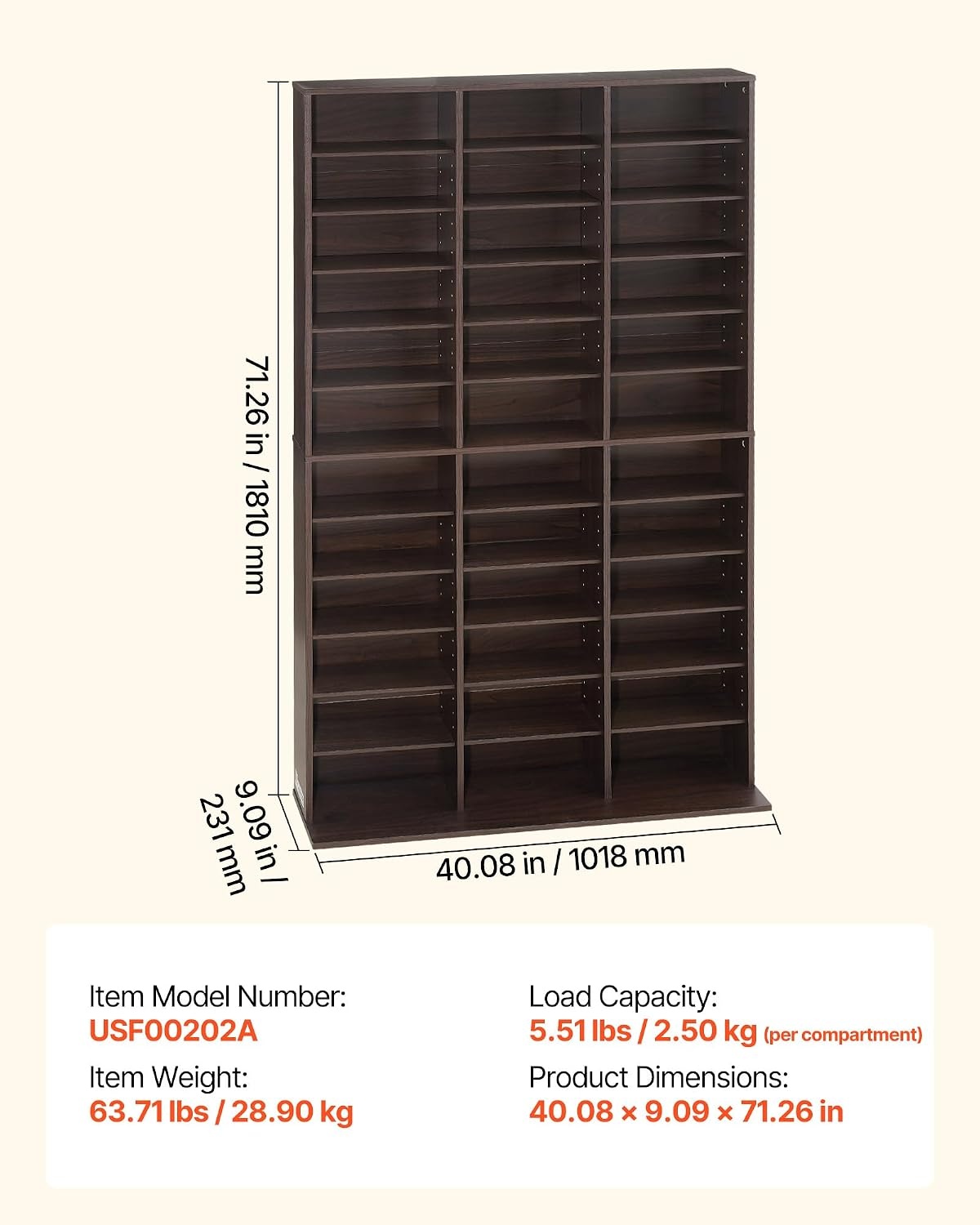image:imageVEVOR Media Storage Cabinet CD Rack Tower 34 Compartments Rotating Media Tower Rack for CDs DVDs Books and Game Discs DVD Stand for Living Room Home Office and Recording Room Black36 Compartmentsbrown