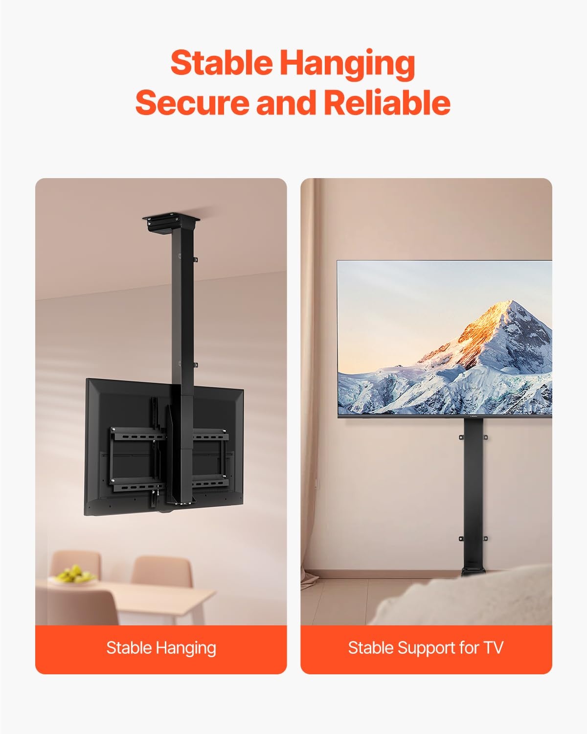 image:imageVEVOR Motorized Ceiling TV Mount TV Wall Mount for 32 to 55 Inch TV Electric Adjustable Ceiling TV Mount Motorized Flip Down TV Mount Bracket with Max VESA 24 x 16 in Fits TVs Up to 120 lbs