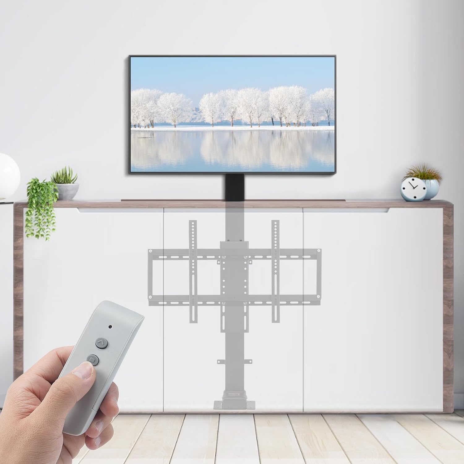 image:imageVEVOR Motorized TV Lift Stroke Length 28 Inches Motorized TV Mount Fit for Max50 Inch TV Lift with Remote Control Height Adjustable 3865 InchLoad Capacity 132 Lbs3270900mm