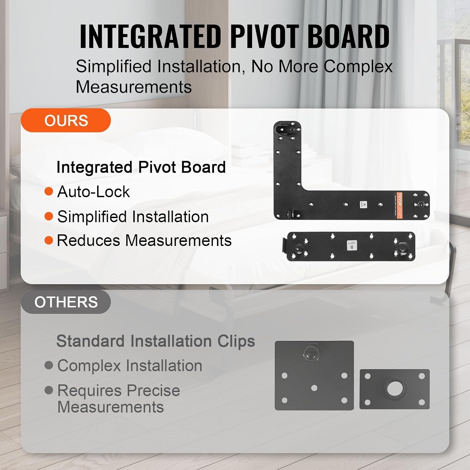 image:imageVEVOR Murphy Bed Kit Twin Size Vertical Deluxe DIY Wall Bed Mechanical Hardware Kit Pneumatic Lever Heavy Duty Bed Frame Support Folding Cabinet Wall Bed Space Saving Design for GuestroomTwin