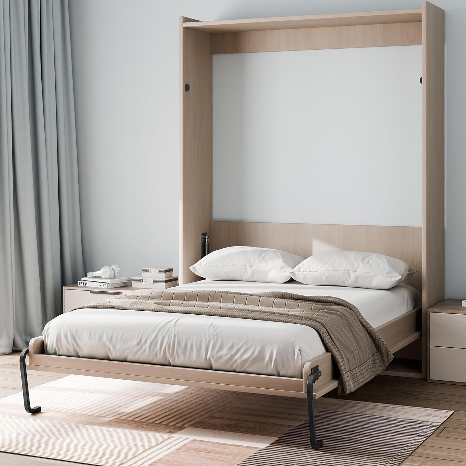 image:imageVEVOR Murphy Bed Kit Twin Size Vertical Deluxe DIY Wall Bed Mechanical Hardware Kit Pneumatic Lever Heavy Duty Bed Frame Support Folding Cabinet Wall Bed Space Saving Design for GuestroomTwin
