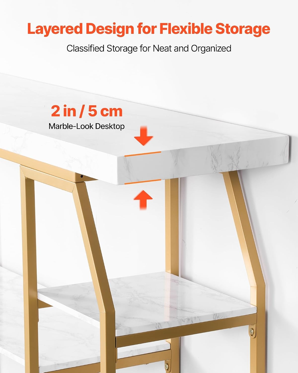 image:imageVEVOR Narrow Console Table 55 Inch Entryway Table 3Tier Long Hallway Table Sofa Table with Metal Frame Console Tables for Entryway Hallway Living Room amp Bedroom708 Inch