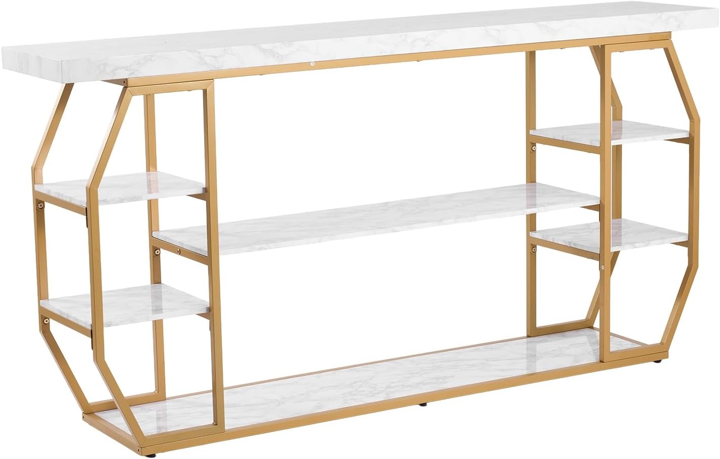 image:imageVEVOR Narrow Console Table 55 Inch Entryway Table 3Tier Long Hallway Table Sofa Table with Metal Frame Console Tables for Entryway Hallway Living Room amp Bedroom708 Inch