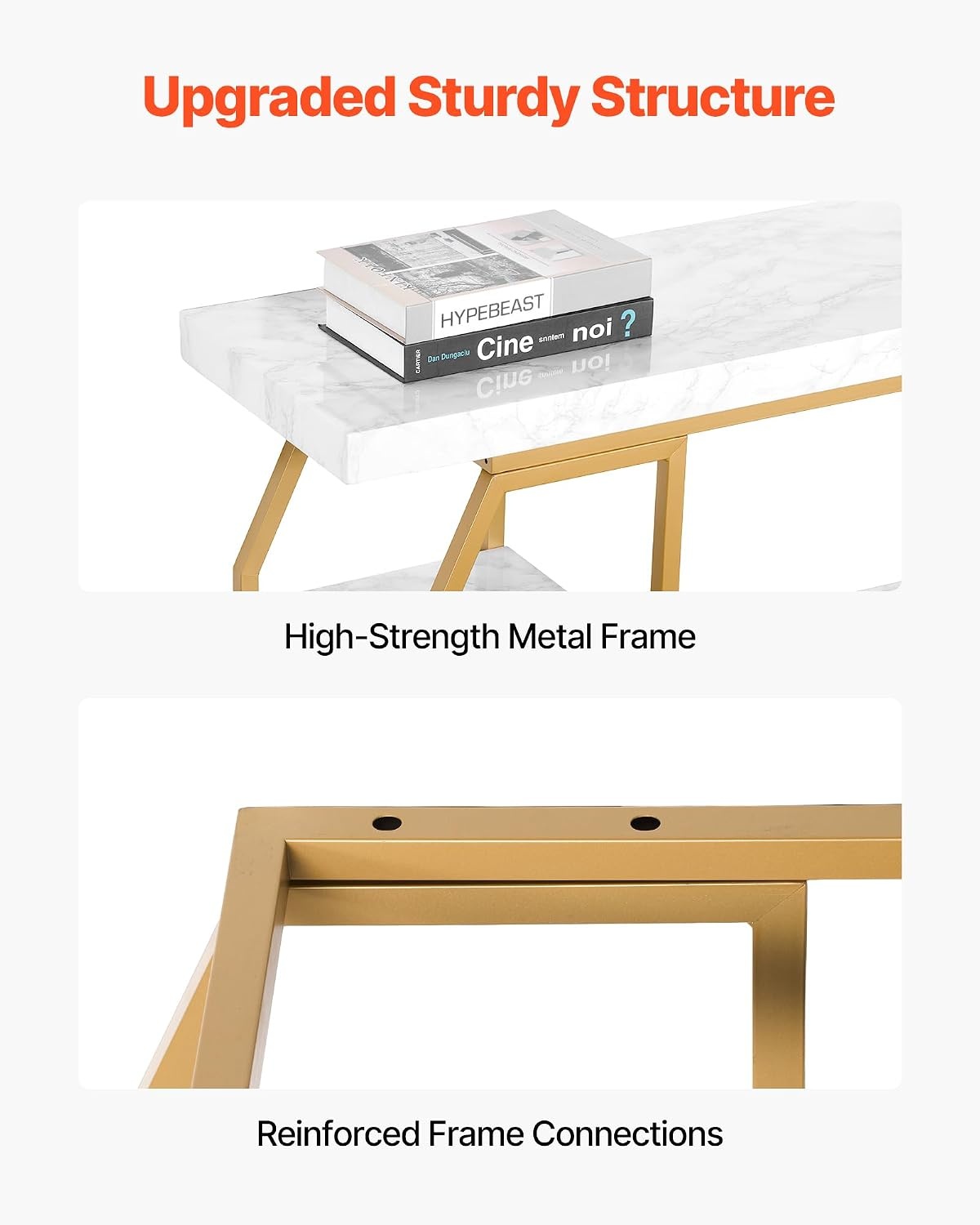image:imageVEVOR Narrow Console Table 55 Inch Entryway Table 3Tier Long Hallway Table Sofa Table with Metal Frame Console Tables for Entryway Hallway Living Room amp Bedroom708 Inch